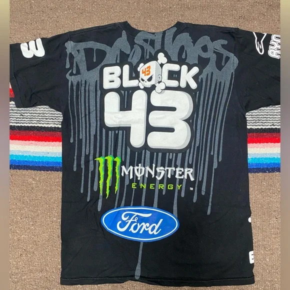 KEN BLOCK 43 OFFICIAL MONSTER FORD T SHIRT GYMKHANA RACING RALLY 2 SIDED VINTAGE